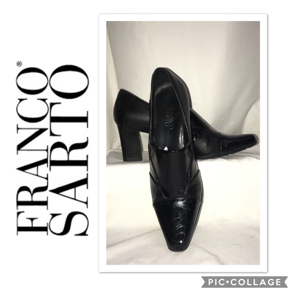 FRANCO SARTO LEATHER Square Toe 3” Pumps Sz 8